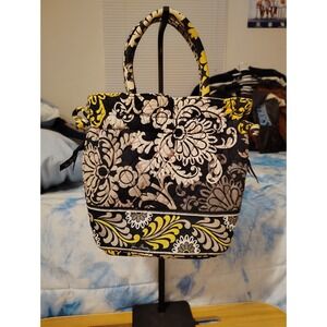 vera bradley Drawstring Sinch Black Lime Green White purse bag Excellent